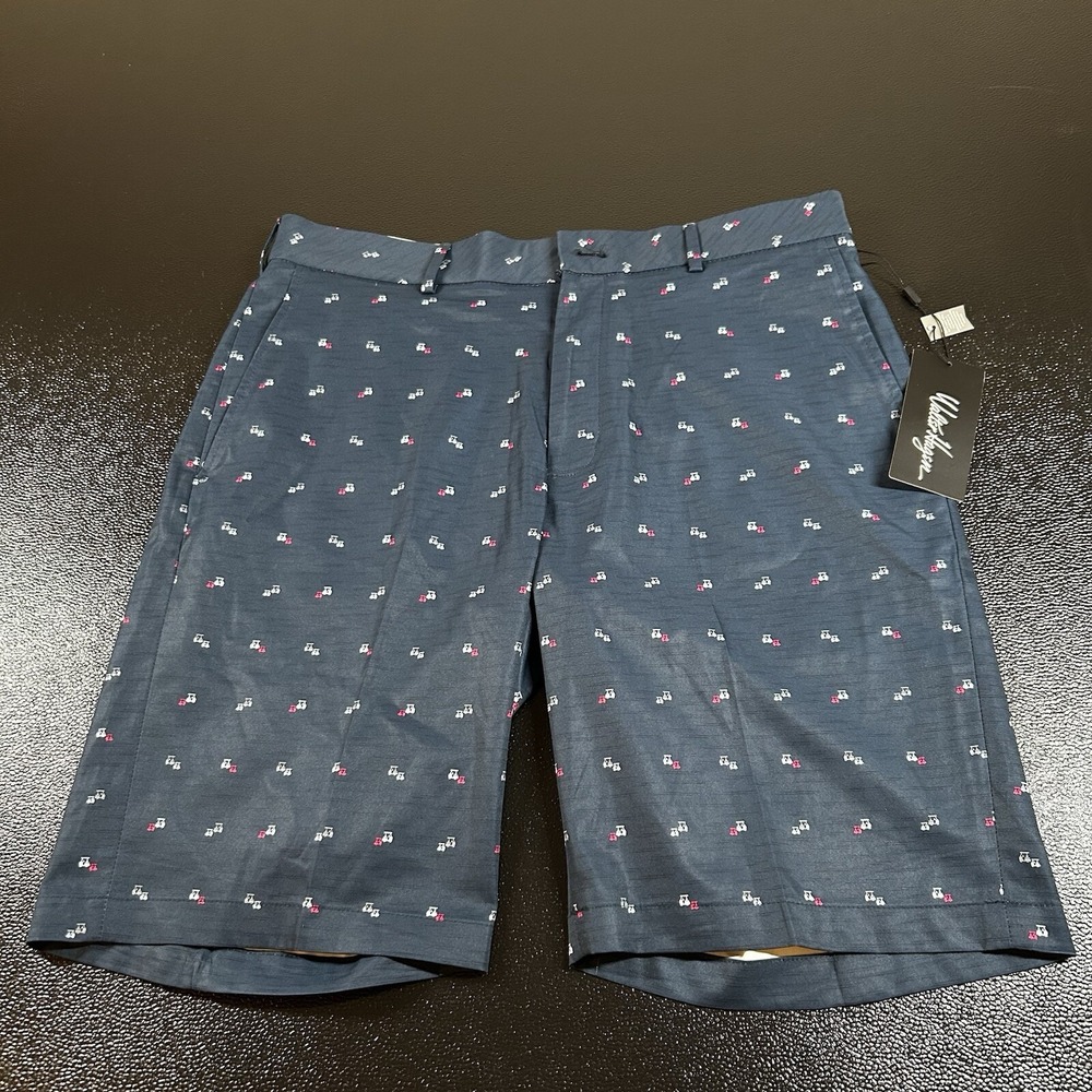 Walter Hagen Perfect 11 Golf Shorts Mens 34 Navy Blue Mini Golf Cart Print NWT